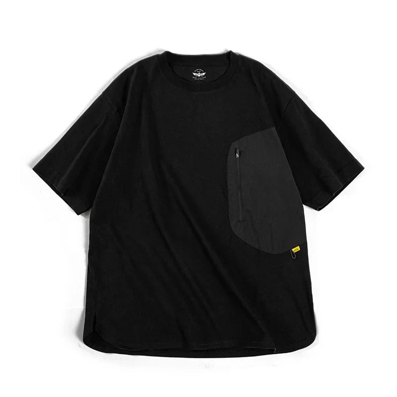 Maden Heavyweight 300g Patchwork Pocket T-shirts Men Outdoor 100% Cotton T Shirt Black Oversize Gorpcore Tops Summer Tees