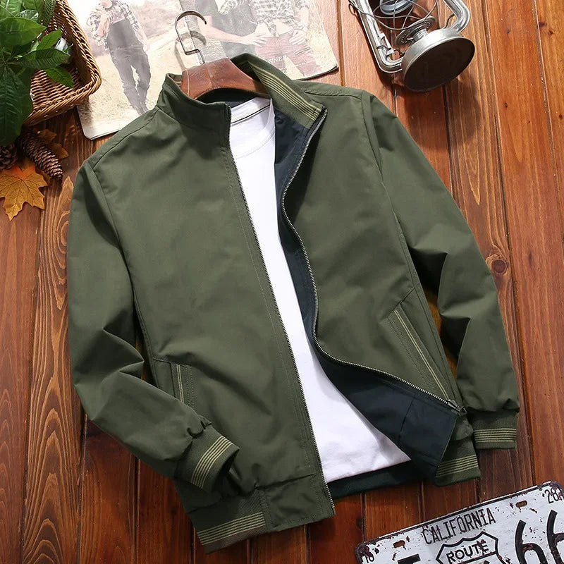 TFETTERS 2025 Autumn Jacket for Men Stand Collar Double Sided Wear Clothes Smart Casual Slim Fit Solid Color Fashion Jacket Men