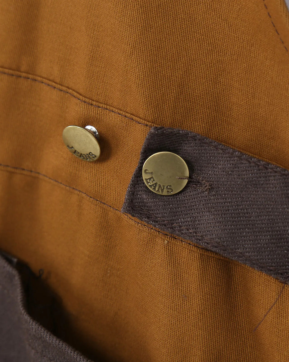 Men's Retro Orange Brown Unisex Overalls Wear Pair Of Loose Straight Overalls On Both Sides Men's fashion Sweat Jumpsuit